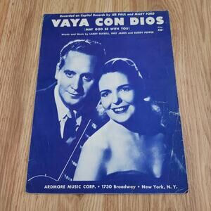 1953 Vaya Con Dios Sheet Music Les Paul Mary Ford Capitol Photo Cover Original